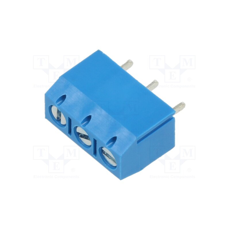 50 pcs : XY306A-3P 5.0MM BLUE - PCB terminal block, angled 90°, 5mm, ways: 3, on PCBs, terminal