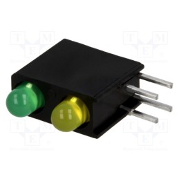 10 pcs : L-7104MD/1LG1LYD - LED, in housing, yellow/green, 3mm, No.of diodes: 2, 2mA, 40°