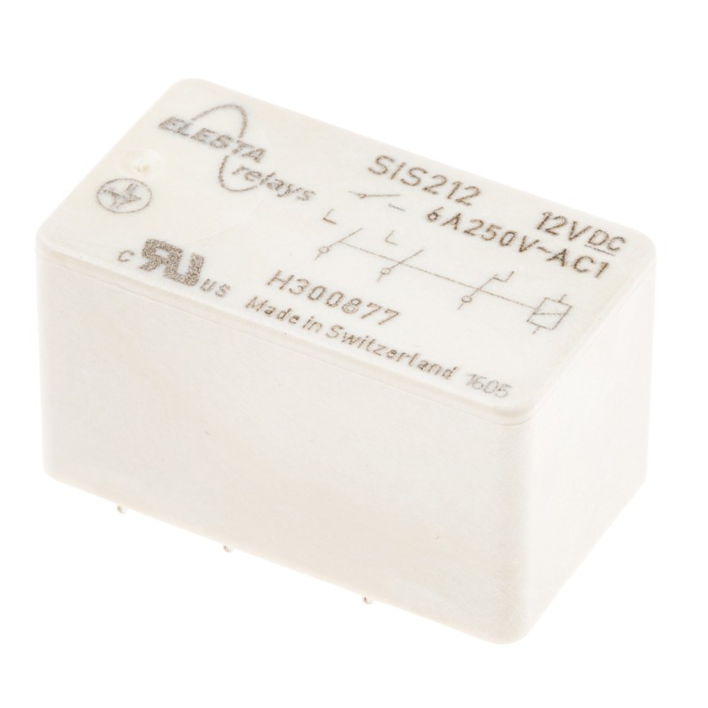 1 pcs - Elesta PCB Mount Force Guided Relay, 12V dc Coil Voltage, DPST, SPST