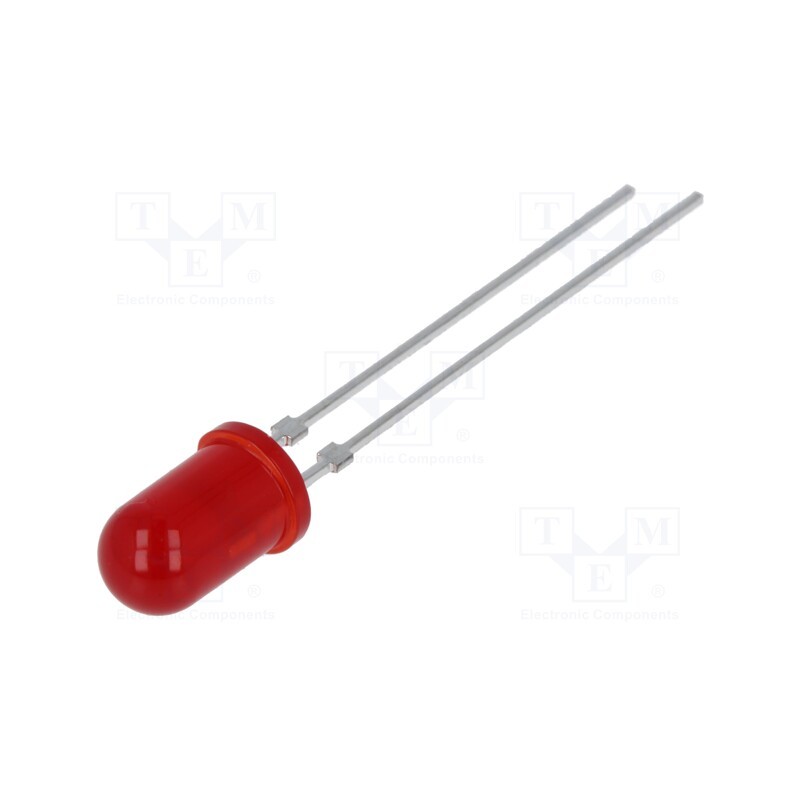 20 pcs : TLHR5400 - LED, 5mm, red, 1.6÷10mcd, 60°, Front: convex, 2÷3V, No.of term: 2