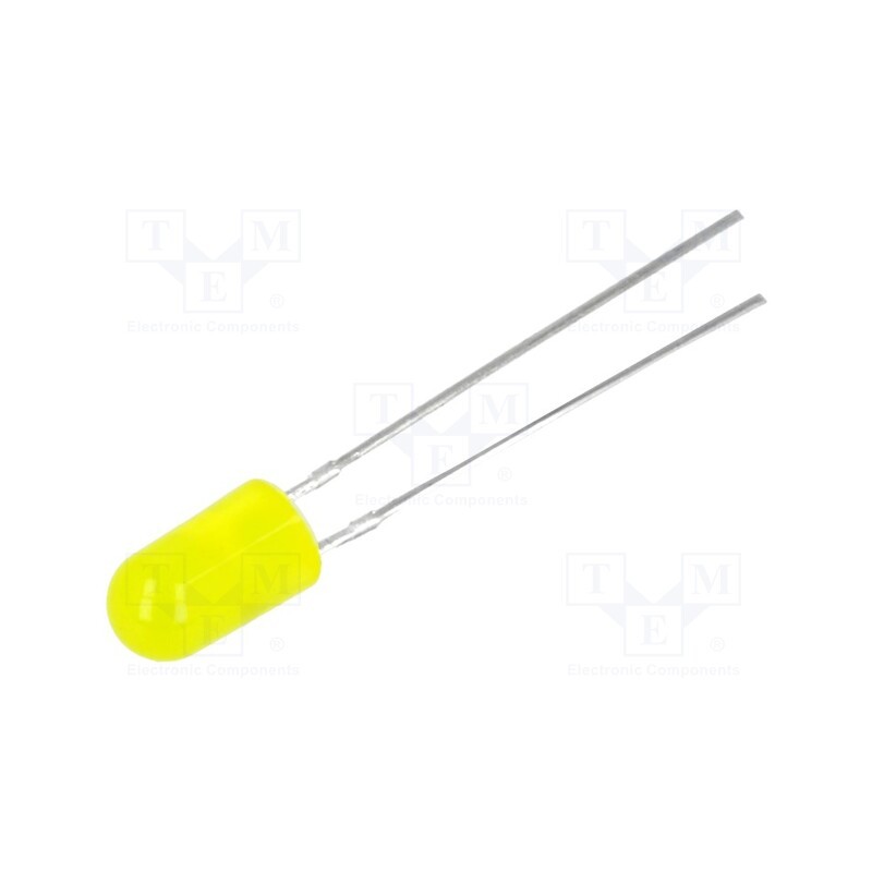 10 pcs : OSNY5134B - LED, 5mm, yellow, 100÷150mcd, 30°, Front: convex, 1.8÷2.6V