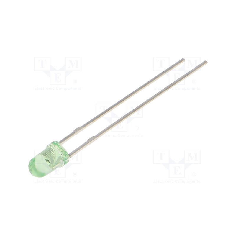 10 pcs : OSG8NW3133A - LED, 3mm, yellow green, 150mcd, 30°, Front: convex, 1.8÷2.4V