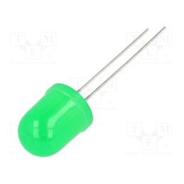 10 pcs : LL-1003GD2D-1A - LED, 10mm, green, 40÷45mcd, 40°, Front: convex, 1.7÷2.8V