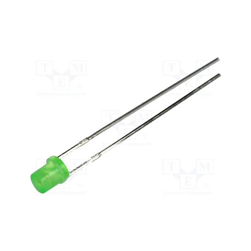 10 pcs : LL-304GD1X-1A - LED, 3mm, green, 6÷13mcd, 130°, Front: flat, 1.6÷2.6V, No.of term: 2