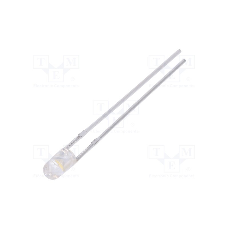 10 pcs : LL-304WC2J-W5-3PD - LED, 3mm, white neutral, 5000÷8500mcd, 30°, Front: convex, 2.6÷3.6V
