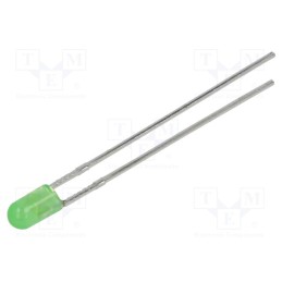 10 pcs : 304PGD2J-G5-2B - LED, 3mm, green, 3800mcd, 60°, Front: convex, 1.6÷2.4V, No.of term: 2