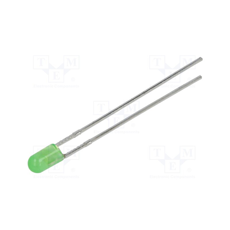 10 pcs : 304PGD2J-G5-2B - LED, 3mm, green, 3800mcd, 60°, Front: convex, 1.6÷2.4V, No.of term: 2
