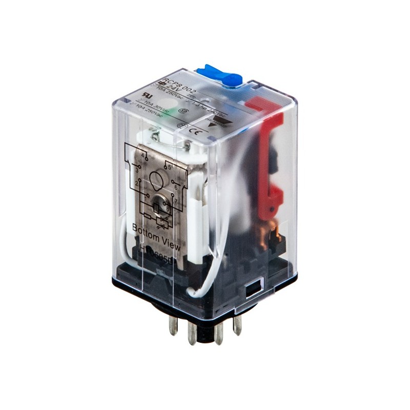 1 pcs - Carlo Gavazzi Plug In Power Relay, 12V dc Coil, 10A Switching Current, DPDT
