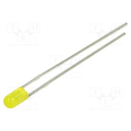 10 pcs : 304YD2J-1B - LED, 3mm, yellow, 270mcd, 60°, Front: convex, 1.6÷2.4V, No.of term: 2