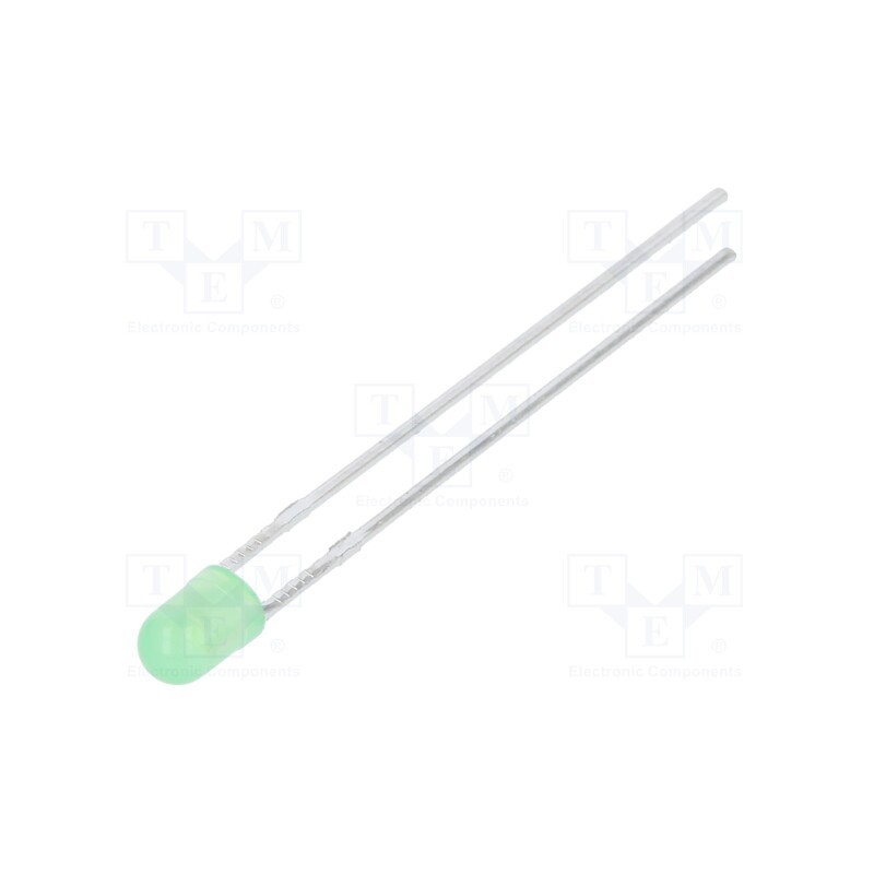 10 pcs : LL-304PGD2P-G5-2B - LED, 3mm, green, 3800÷6500mcd, 60°, Front: convex, 2.6÷3.6V