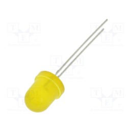 10 pcs : 803YD2C-1B - LED, 8mm, yellow, 350mcd, 60°, Front: convex, 1.6÷2.4V, No.of term: 2