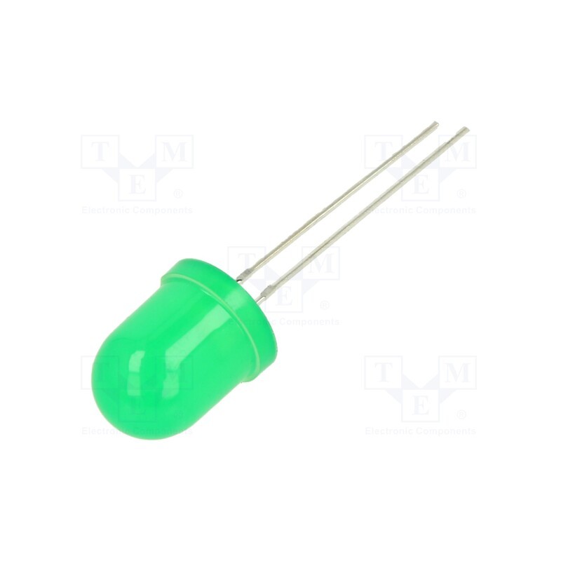 10 pcs : 1003GD2R-1B - LED, 10mm, yellow green, 45mcd, 60°, Front: convex, 1.6÷2.4V