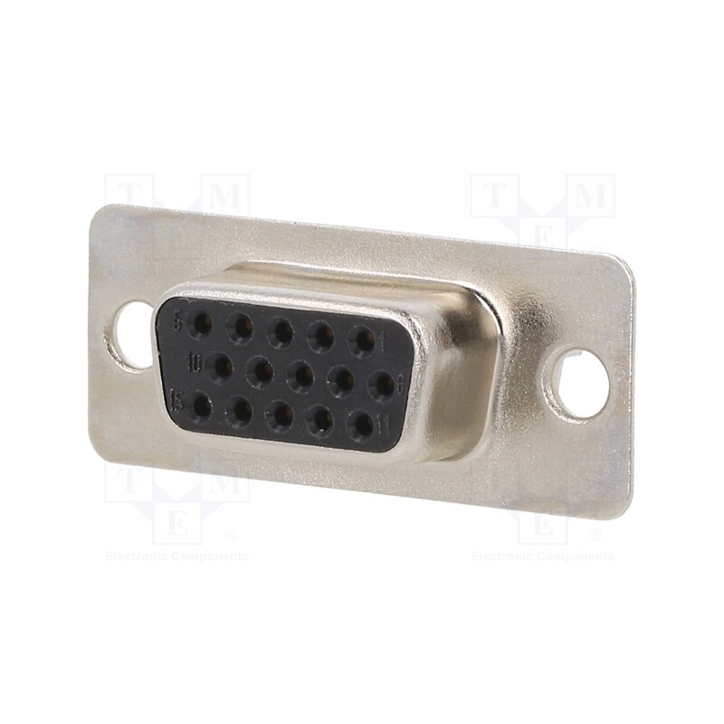 10 pcs : 10090770-S154ALF - D-Sub, PIN: 15, socket, female, for panel mounting, straight, 5A