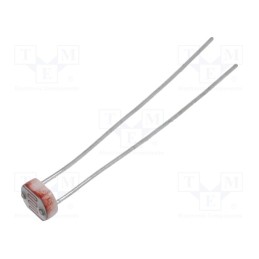 10 pcs : 02-LDR3 - Photoresistor, 100mW, 100÷200kΩ, 540nm, THT, ØLED: 5mm, 150VDC