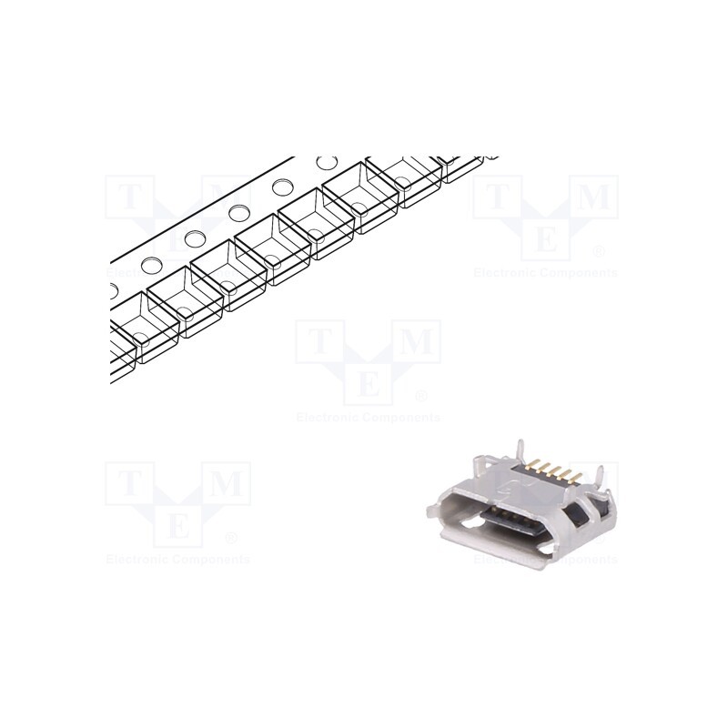 20 pcs : 10103594-0001LF - Socket, USB B micro, on PCBs, SMT,THT, PIN: 5, horizontal, USB 2.0