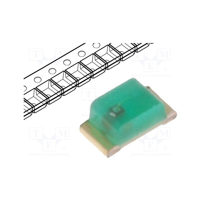 50 pcs : KPH-1608SGD - LED, SMD, 0603, green, 3÷12mcd, 1.6x0.8x0.65mm, 120°, 1.85÷2.5V