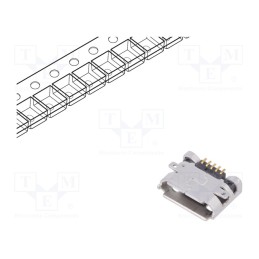 20 pcs : 10118192-0001LF - Socket, USB B micro, on PCBs, SMT, PIN: 5, horizontal, USB 2.0