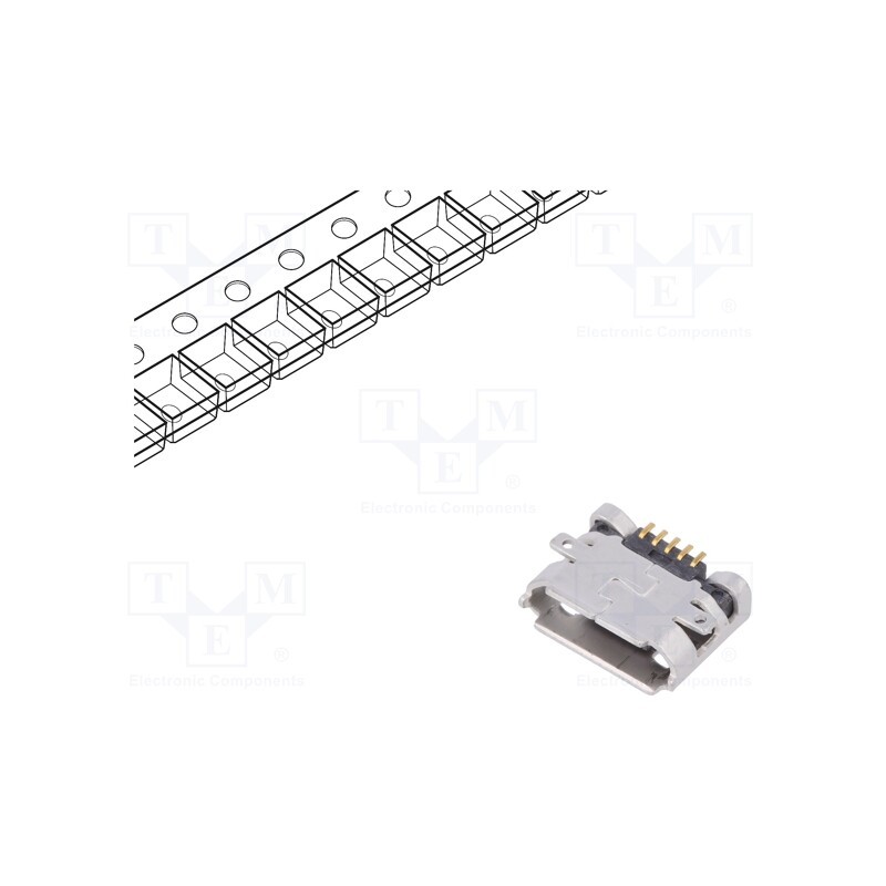 20 pcs : 10118192-0001LF - Socket, USB B micro, on PCBs, SMT, PIN: 5, horizontal, USB 2.0
