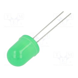10 pcs : LL-1003UGD2D-2B - LED, 10mm, green, 70÷90mcd, 60°, Front: convex, 1.6÷2.6V