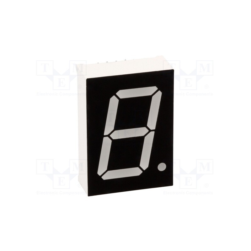 10 pcs : LSD100BAG-101-02 - Display: LED, 7-segment, 25.4mm, 1', No.char: 1, green, 8mcd, anode