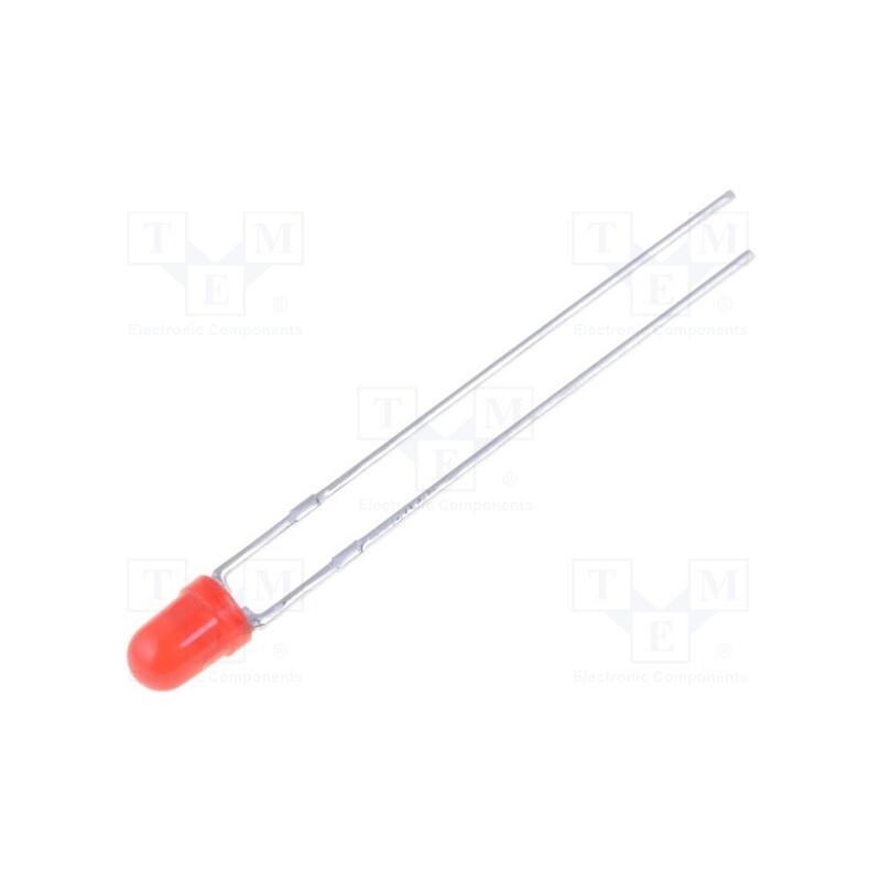 20 pcs : L-934SRD-J4 - LED, 3mm, red, 600÷1500mcd, 40°, Front: convex, 1.85÷2.5V