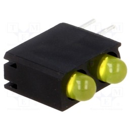 10 pcs : L-710A8FG/2YD - LED, in housing, yellow, 3mm, No.of diodes: 2, 40°, 12mcd, λd: 588nm