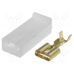 10 set : - Terminal: flat, 6,3mm terminal,female, with a housing, 10pcs.