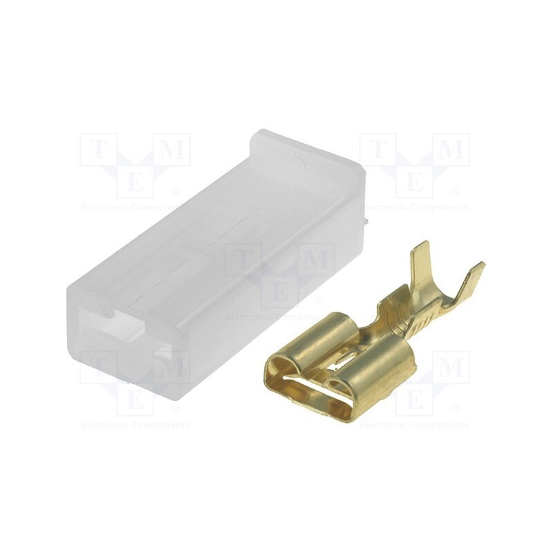 10 set : - Terminal: flat, 6,3mm terminal,female, with a housing, 10pcs.