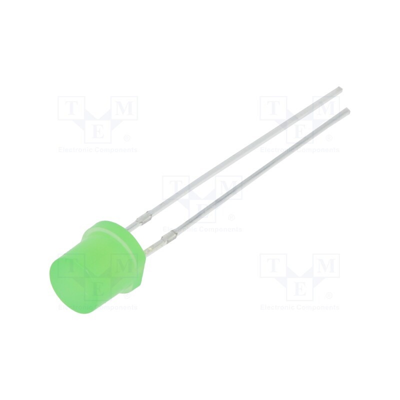 10 pcs : OSG5TA57E4A - LED, 5mm, green, 330mcd, 140°, Front: flat, 2.9÷3.6V, No.of term: 2