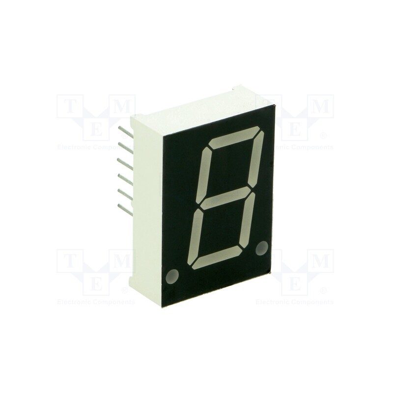 10 pcs : KW1-802ASA - Display: LED, 7-segment, 20.4mm, 0.8', No.char: 1, red, 3.2÷4mcd