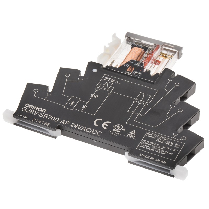 1 pcs - Omron G2RV Series Interface Relay, DIN Rail Mount, 24V ac/dc Coil, SPDT, 1-Pole, 50mA Load