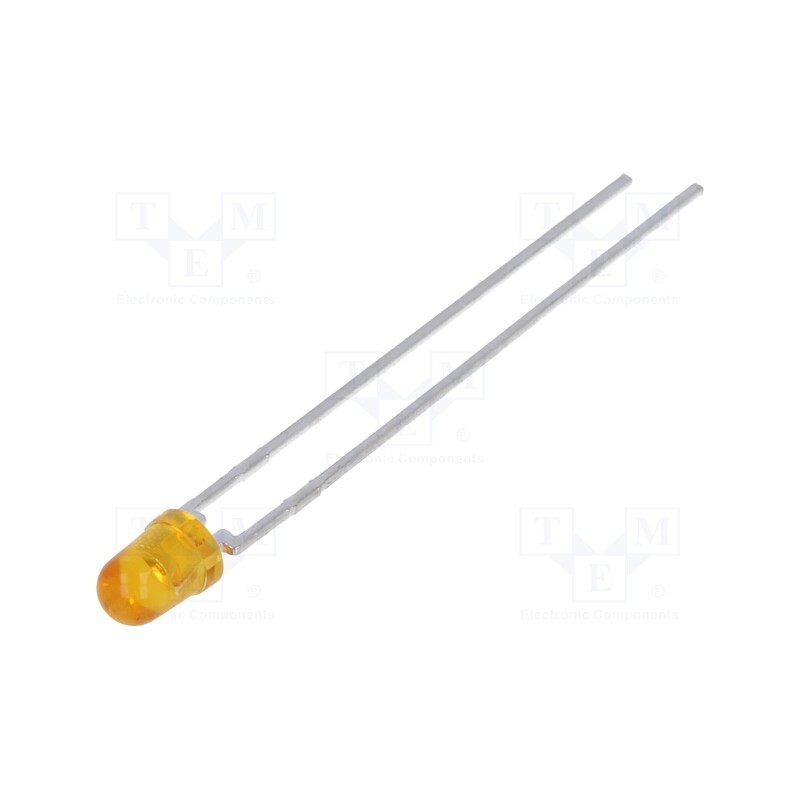 10 pcs : HLMP-1421 - LED, 3mm, yellow, 9.2÷15mcd, 45°, Front: convex, 2÷2.4V