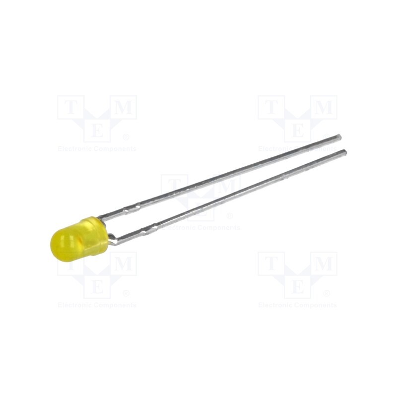 10 pcs : HLMP-1719 - LED, 3mm, yellow, 0.9÷2.1mcd, 50°, Front: convex, 1.8÷2.5V