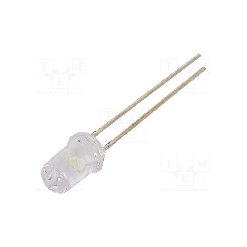 10 pcs : LL-504WC2V-W2-3QD-T - LED, 5mm, white cold, 6500÷10000mcd, 30°, Front: convex, 2.8÷3.8V