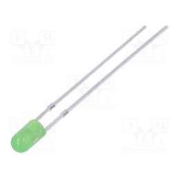 10 pcs : OSG5TA3E34B - LED, 3mm, green, 750÷1120mcd, 30°, Front: convex, 2.8÷3.6V