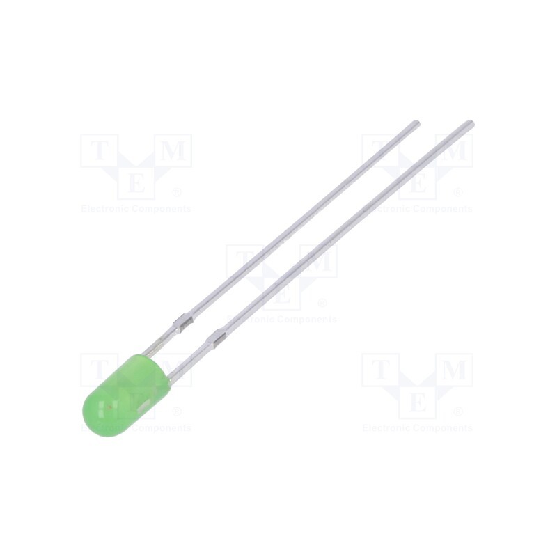 10 pcs : OSG5TA3E34B - LED, 3mm, green, 750÷1120mcd, 30°, Front: convex, 2.8÷3.6V