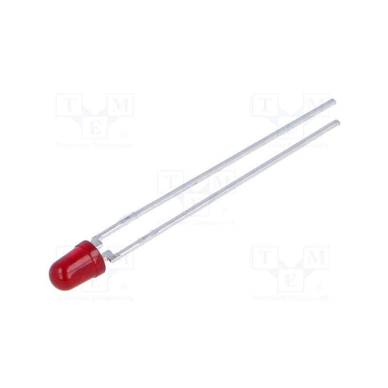 10 pcs : HLMP-K150 - LED, 3mm, red, 1.3÷3mcd, 65°, Front: convex, 1.6÷1.8V, No.of term: 2