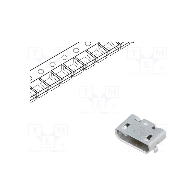 10 pcs : 1050171001 - Socket, USB B micro, on PCBs, SMT, PIN: 5, horizontal, USB 2.0
