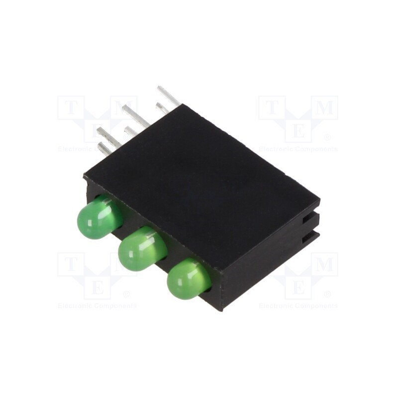 10 pcs : OSG8NX3E34B-3F3C - LED, in housing, yellow green, 3mm, No.of diodes: 3, 20mA, 30°