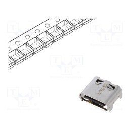 10 pcs : 1054500101 - Socket, USB C, on PCBs, SMT, PIN: 24, horizontal, USB 3.1, 5A