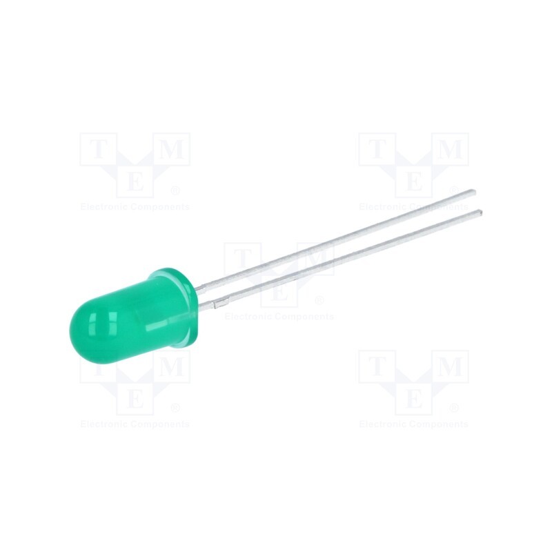 10 pcs : HLMP-3507 - LED, 5mm, green, 4.7mcd, 60°, Front: convex, 2.1÷2.7V, No.of term: 2