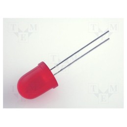 10 pcs : L-813ID - LED, 10mm, red, 40÷150mcd, 60°, Front: convex, 2÷2.5V, No.of term: 2