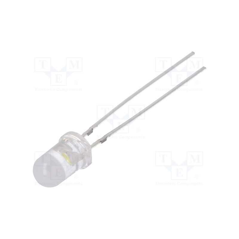 10 pcs : OSW54K51A5A - LED, 5mm, white cold, 5800÷7000mcd, 100°, Front: convex, 2.7÷3.4V