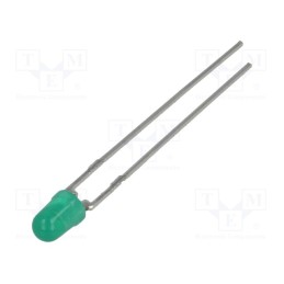10 pcs : HLMP-1503-C0002 - LED, 3mm, green, 2.6mcd, 60°, Front: convex, 1.5÷2.7V, No.of term: 2