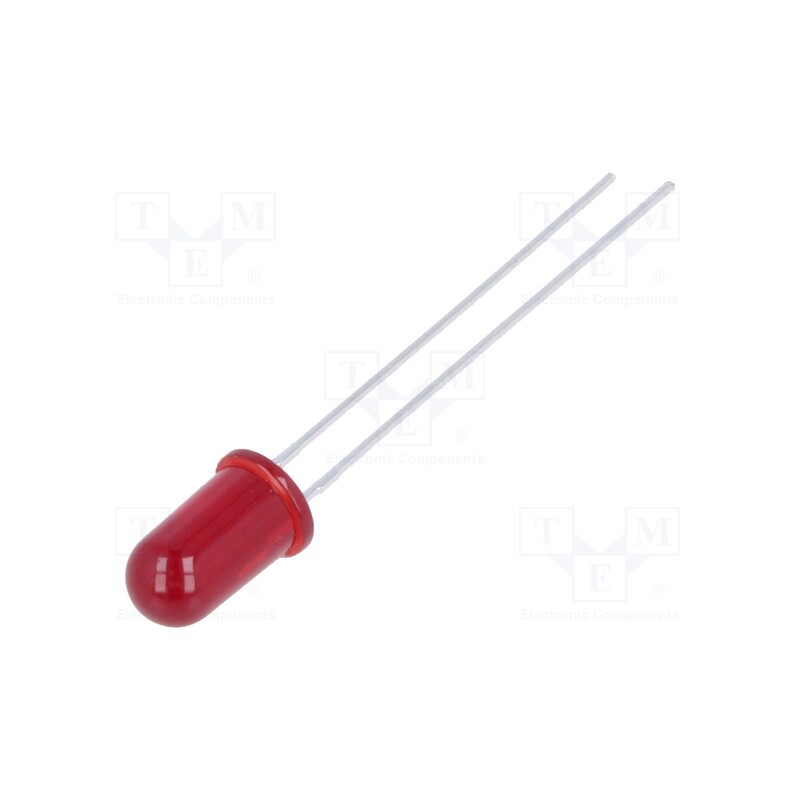 10 pcs : HLMP-3301-D0000 - LED, 5mm, red, 2.4mcd, 60°, Front: convex, 1.9÷2.4V, No.of term: 2