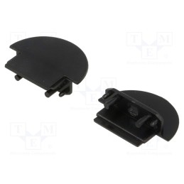 10 set : A3060002 -AS - Cap for LED profiles, black, 2pcs, ABS, with hole, GROOVE14