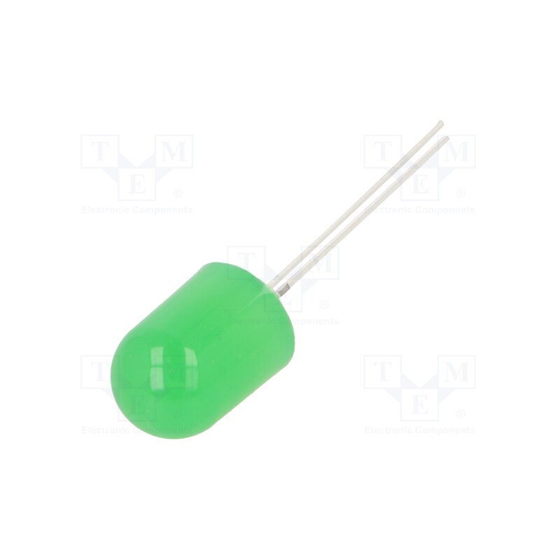10 pcs : OSG5TAA134B - LED, 10mm, green, 500÷750mcd, 30°, Front: flat, 2.8÷3.6V, 108mW