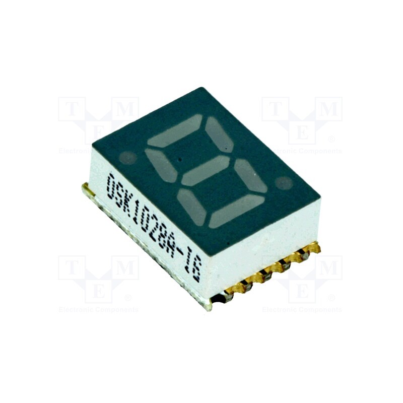 10 pcs : OSK1028A-LG - Display: LED, 7-segment, 7mm, 0.28', No.char: 1, green, 5÷15mcd, SMD