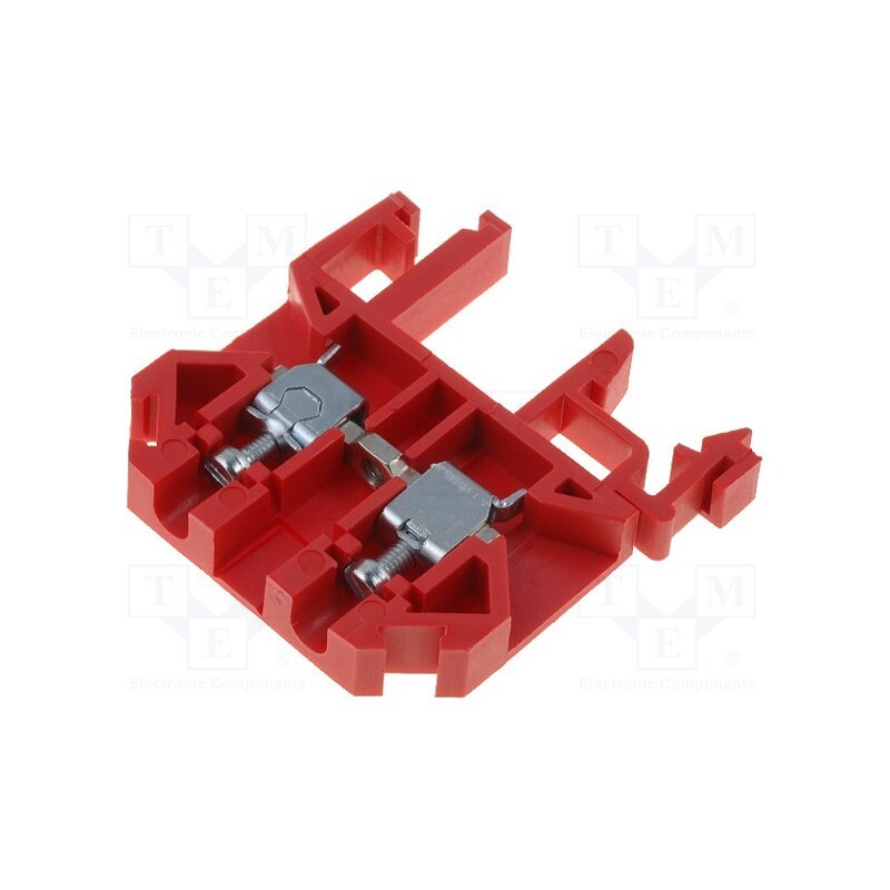 10 pcs : 11221311 - Splice terminal: rail, 0.5÷4mm2, ways: 1, terminals: 2, red, 500V
