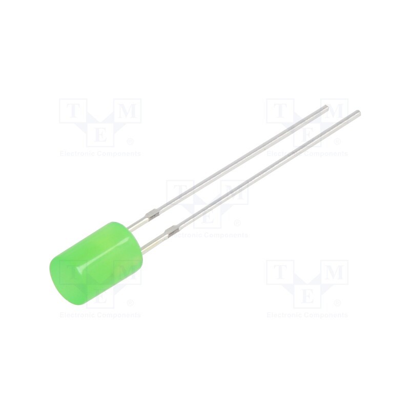 10 pcs : OSG5DA5GE4B-12V - LED, 5mm, green, 500÷750mcd, 140°, Front: flat, 15V, No.of term: 2